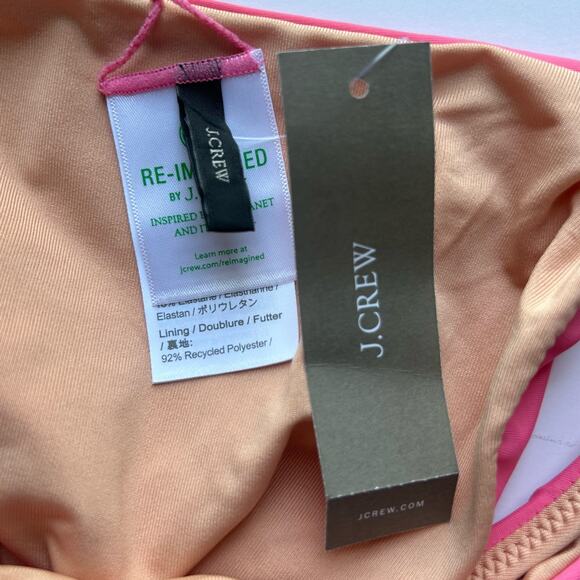 J. Crew Curved-Waist Cheeky Beaded String Bikini Bottom Pink M Medium New - Picture 6 of 7